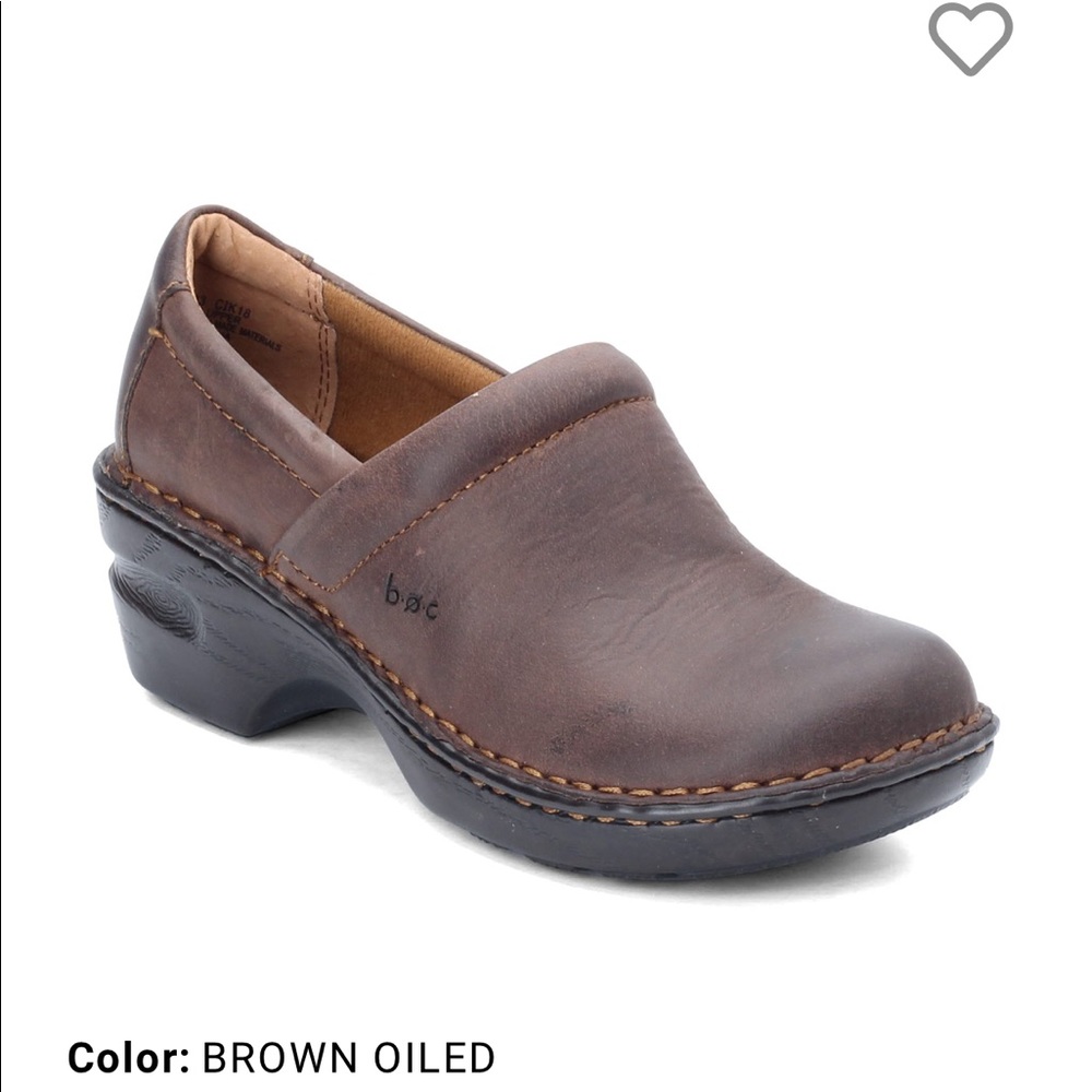 B.o.c brown leather clogs